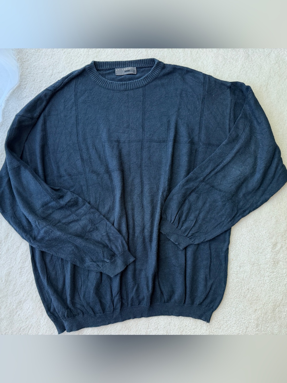 St.Croix Silk and Cotton Classic Men's Navy Crewneck Sweater